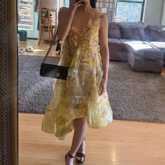 Zimmermann Harmony Asymmetrical Dress in Soft Yellow Floral - Picture 7 of 7